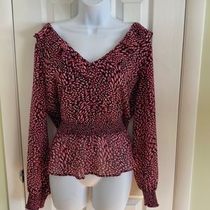 Bar Iii Ditsy Print Low Back Ruffled Top